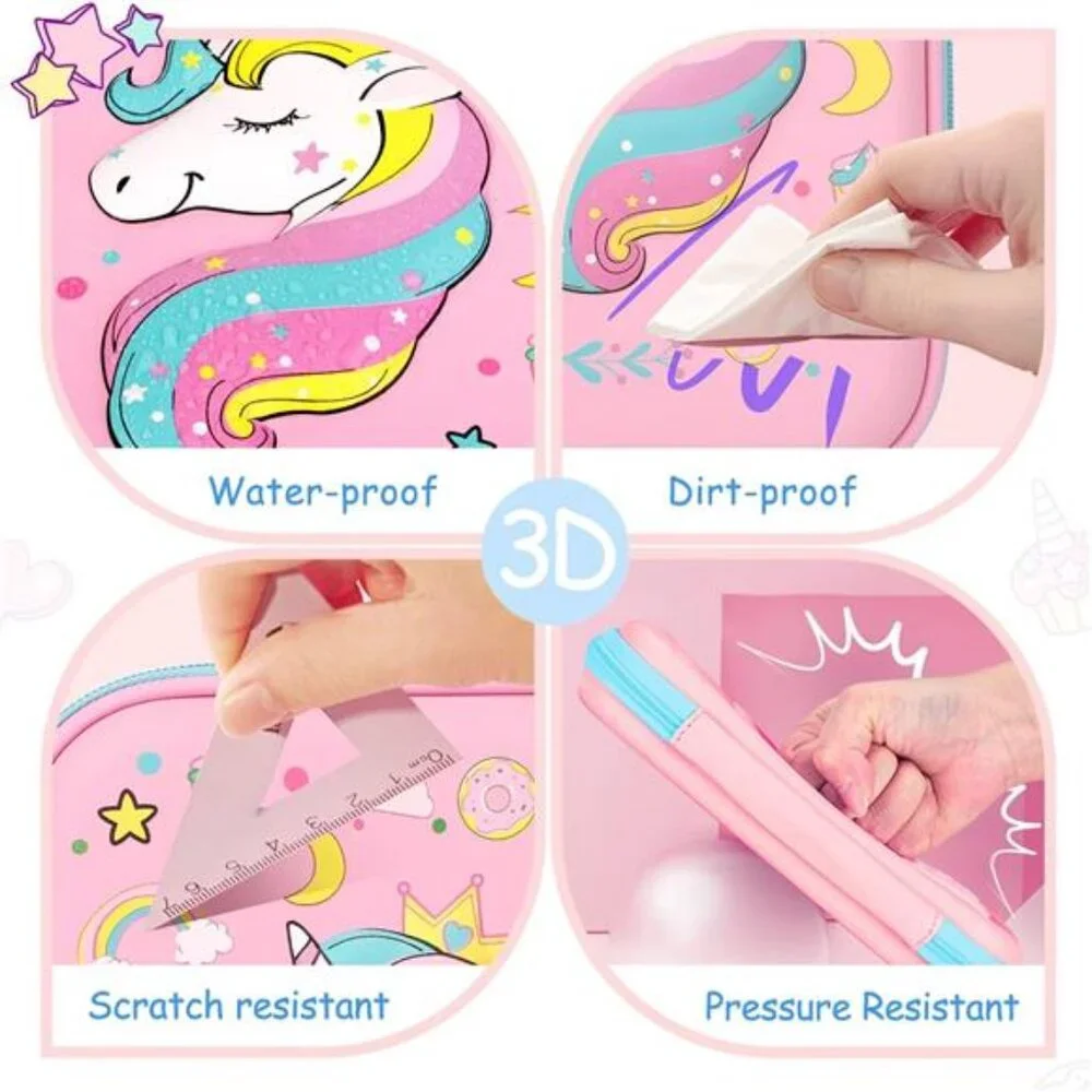 New Cute Unicorn Pencil Case for Girls: 3D EVA Large Capacity with‎ Compartments